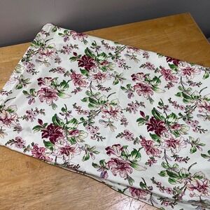Waverly Floral Tablecloth 56x78 Cotton Burgundy Pink Green Garden Vtg Style